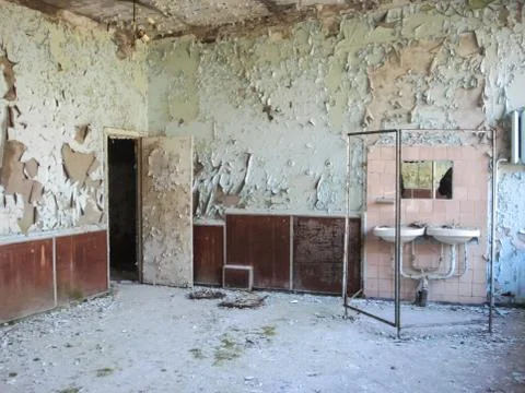 Abandoned buildings and objects as a result of the Chernobyl nuclear accident Stock Photos