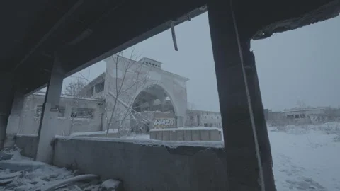 Abandoned buildings covered in snow in Sofia Stock Footage 297956531