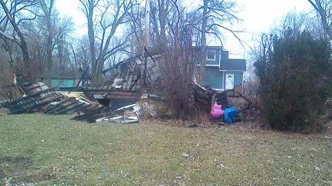 Abandoned, Burned Down House, Fallen Down, Burnt Wood, Harvey IL Stock-Footage 246628593
