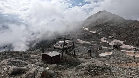 Abandoned Cable Car Station in Alps Stock Footage 312724019