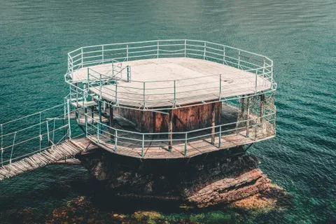 Abandoned cafe on rocks Stock Photos