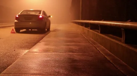 Abandoned Car in the Fog Stock Footage