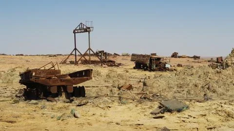 Abandoned carcass in the desert Stock Photos