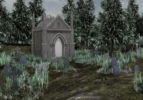 An abandoned cemetery. Stock Illustration