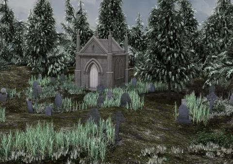 An abandoned cemetery. Stock Illustration