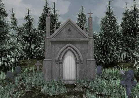 An abandoned cemetery. Stock Illustration
