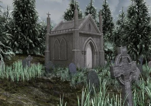 An abandoned cemetery. Stock Illustration