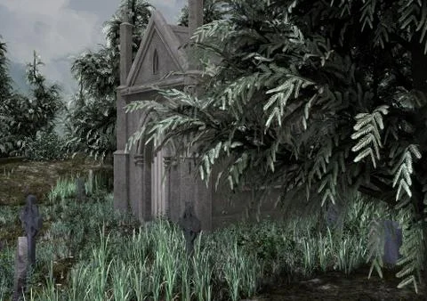 An abandoned cemetery. Stock Illustration