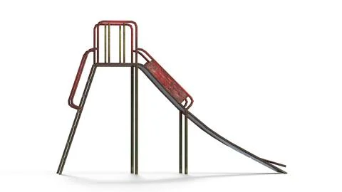Abandoned children slide on white background Stock Illustration