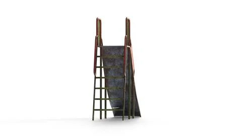 Abandoned children slide on white background Stock Illustration