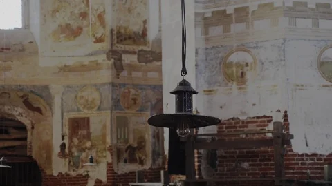 Abandoned church old lantern Stock Footage 101145702