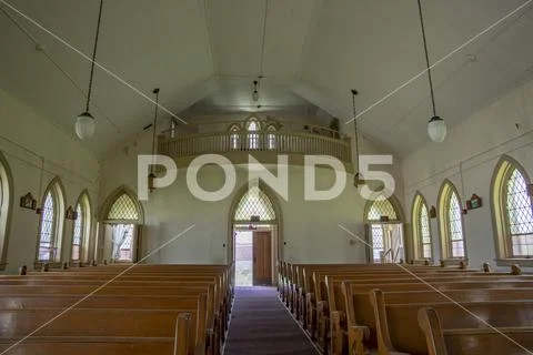 Abandoned church in prison yard Stock Photos