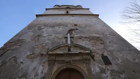Abandoned church with sun rays and grey stone Stock Footage 70115588