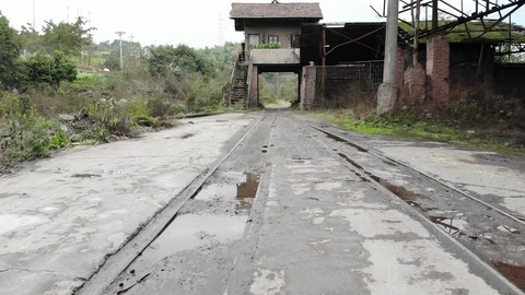 Abandoned coal mine track, Jianghe narrow gauge railway Stock Footage 90333489