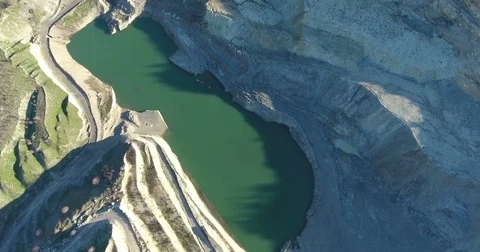 Abandoned Coal Mining Pit Aerial Footage Stock Footage 84823728