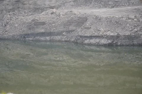 Abandoned coal mining quarry filled with rainwater, 스톡 사진