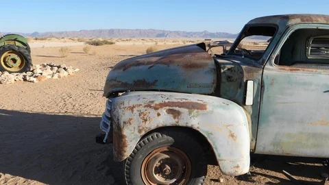 Abandoned colonial car in Solitaire, namibia, Africa in 4K Stock Footage 91194986