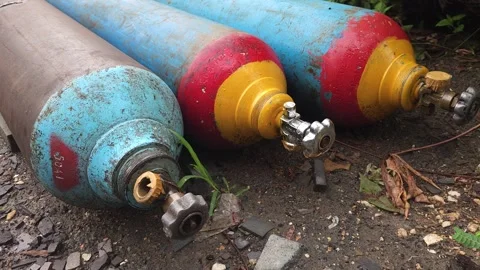 Abandoned Compressed Gas Cylinders Environmental Hazard Stock Footage 332058433