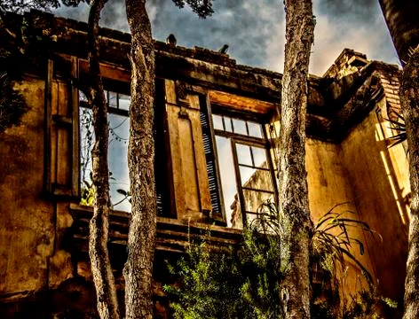 Abandoned construction falling down Stock Photos