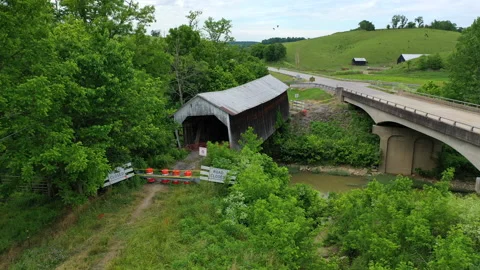 Abandoned covered bridge Stock Footage 157341766