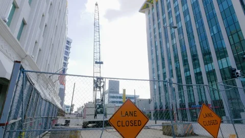Abandoned Crane, Lane Closed - Construction Beverly Hills Video stock 127404295