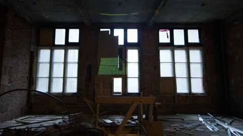 Abandoned creepy depressed dramatic place 4K RED Footage Stock Footage 129585183