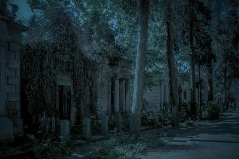 Abandoned crypt at the cemetery Stock Photos