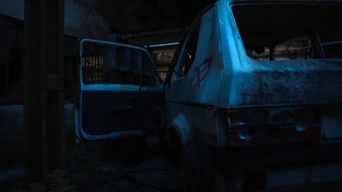 Abandoned Damaged Old Car Stock Footage 106533361