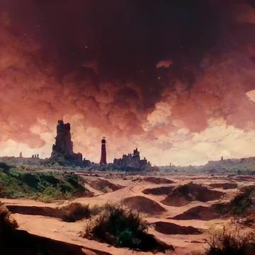 Abandoned desert castle Stock Illustration