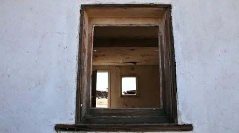 Abandoned Desert Ranch Adobe House Window Stock Footage 33899094