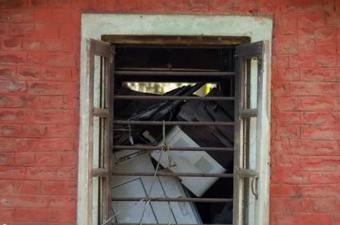 Abandoned device in a barn Stock Photos