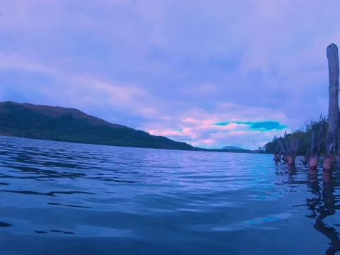 Abandoned dock along river side during twilight Stock Footage 232962158