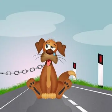 Abandoned dog on the roadside Stock Illustration