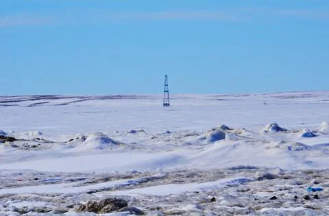 An abandoned drilling rig from the old Soviet times. Stock Photos