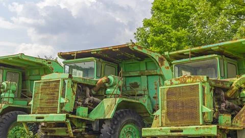 Abandoned Dump Trucks Foto stock