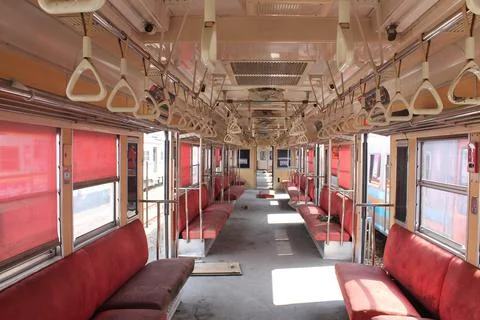Abandoned Electric Train Inside Stock Photos