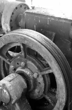 Abandoned elevator cable control Foto stock