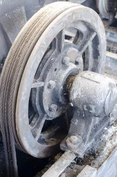 Abandoned elevator cable control Foto stock