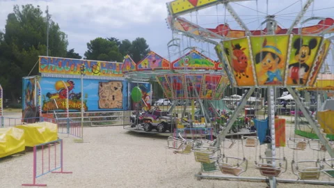 Abandoned empty amusement, theme park. Stock Footage 161136233