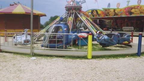 Abandoned empty amusement, theme park, no people. Stock Footage 161136446