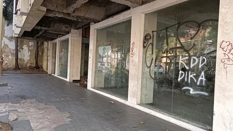 Abandoned empty close store Stock Photos