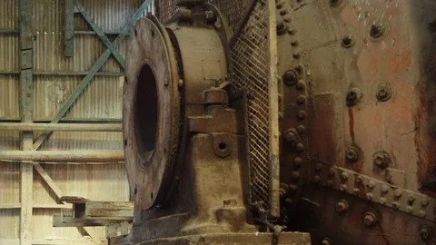 ABANDONED FACTORY BIG MACHINE Stock Footage 96114609