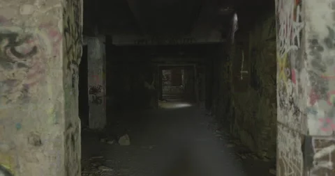 Abandoned factory with graffiti Stock Footage 148187200