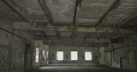 Abandoned factory with graffiti Stock Footage 148222893