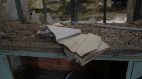 Abandoned factory: the notebook of the memory of a work of a distant time Stock Footage 46128161