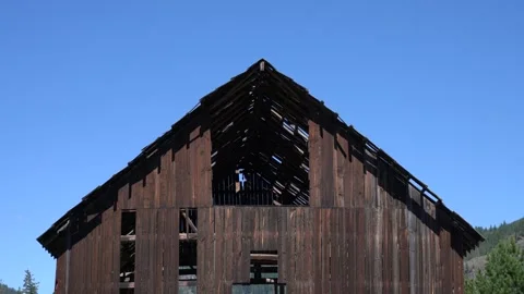 Abandoned Farm Barn Peak Stock Footage 268510382