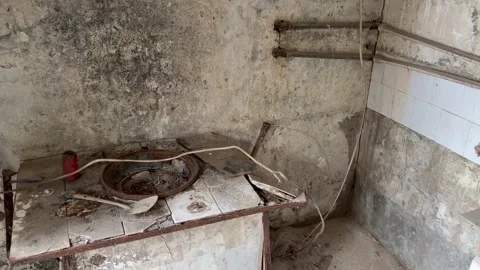 Abandoned Farm Kitchen Stove Pan Right10-4 Stock Footage 335748376