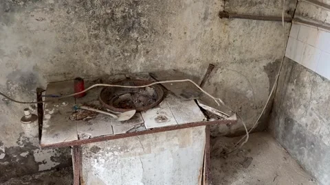 Abandoned Farm Kitchen Stove Pan Right10-1 Stock Footage 335748381