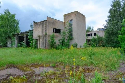 Abandoned feed mill in exclusion zone of Chernobyl, Belarus Stock Photos