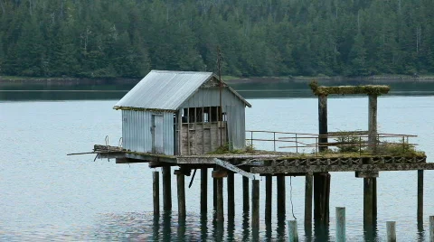 Abandoned fish processing building P HD 0361 Video stock 840258